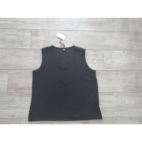 Blanque Women's Solid Black Tank Top Sz 2 Made in USA Triacetate Blend - Picture 4 of 6